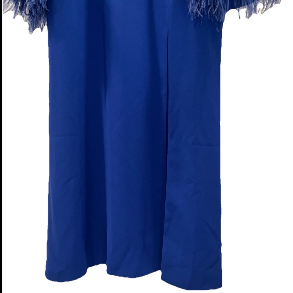 16arlington Blue Midi Dress Feather Trim 6 Wedding Guest Cocktail Formal Nwt — image 8 of 8